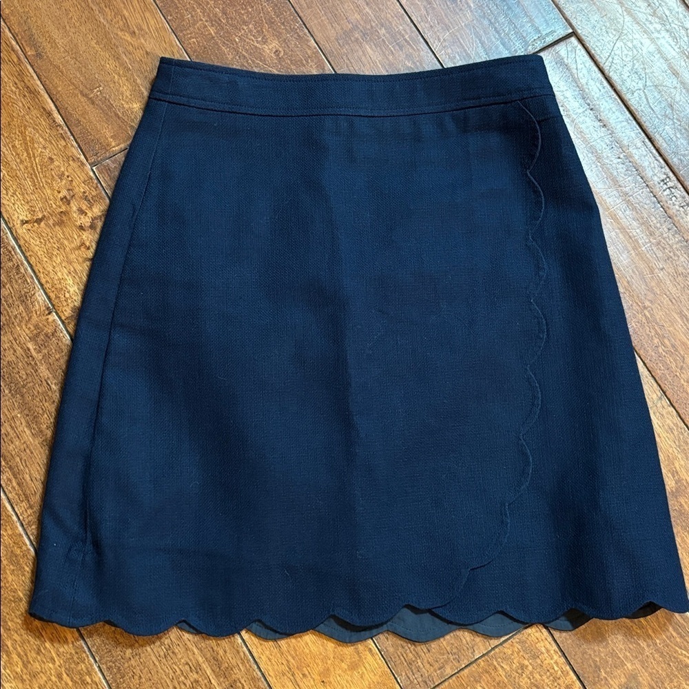 J. Crew Midnight Blue Scalloped A-line mini skirt 00